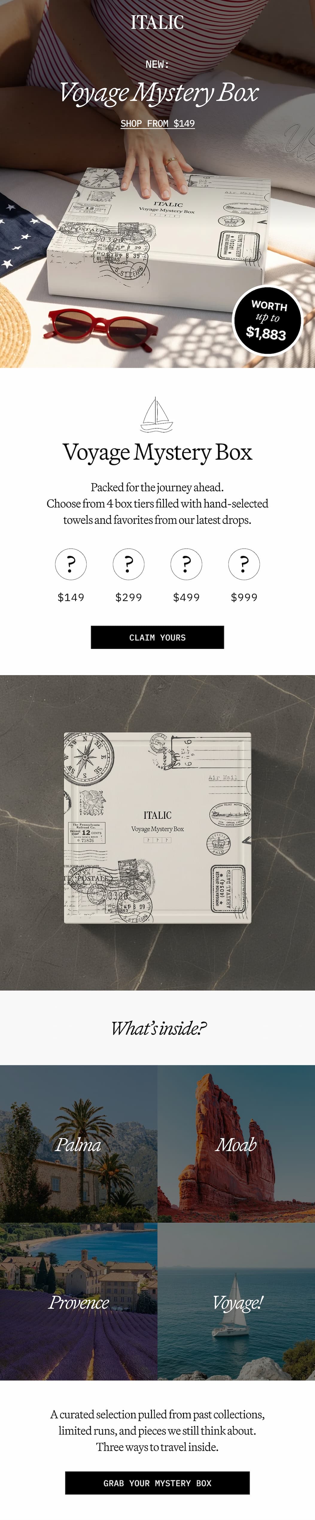 ITALIC | Memorial Day Sale | Voyage Mystery Box