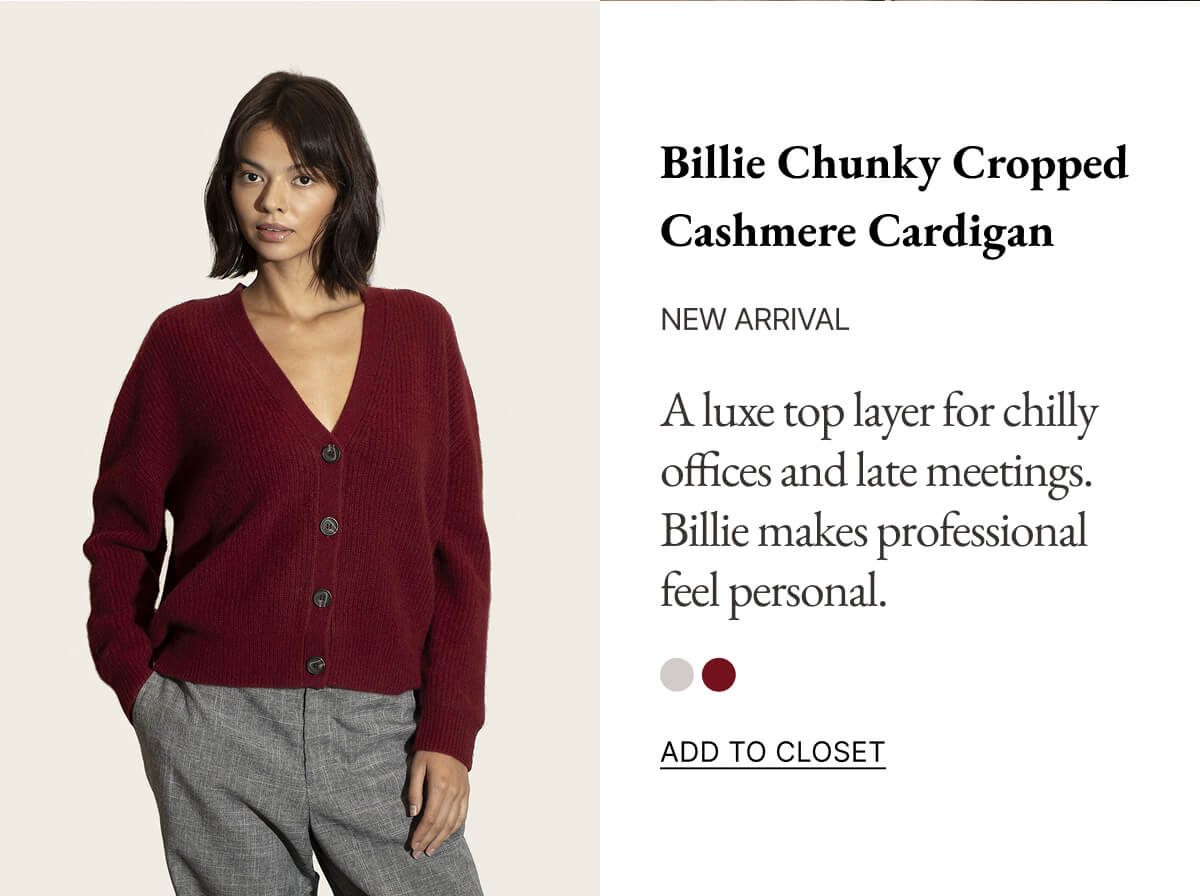 Billie Chunky Cropped Cashmere Cardigan A luxe top layer for chilly offices and late meetings. Billie makes professional feel personal.