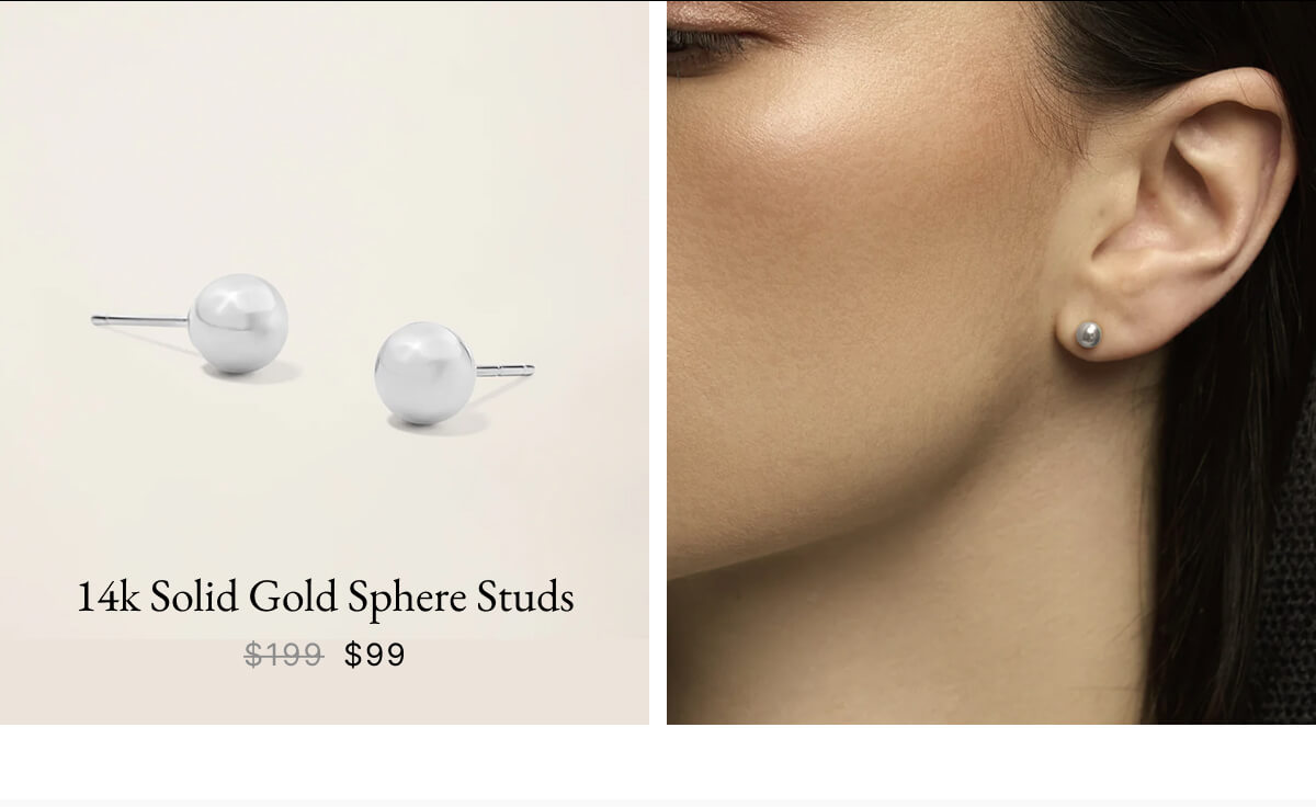14k Solid Gold Sphere Studs