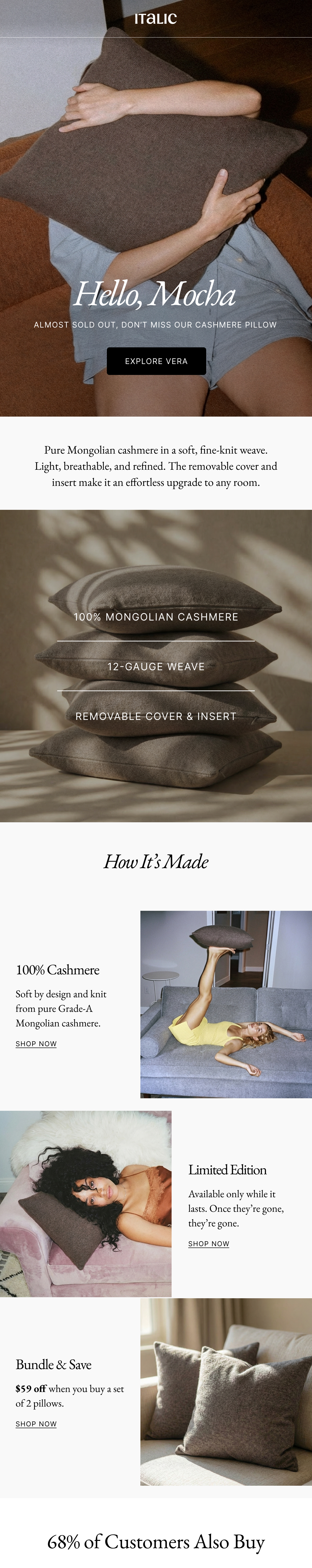 Italic | Life is Luxury | Vera Cashmere Throw Pillow