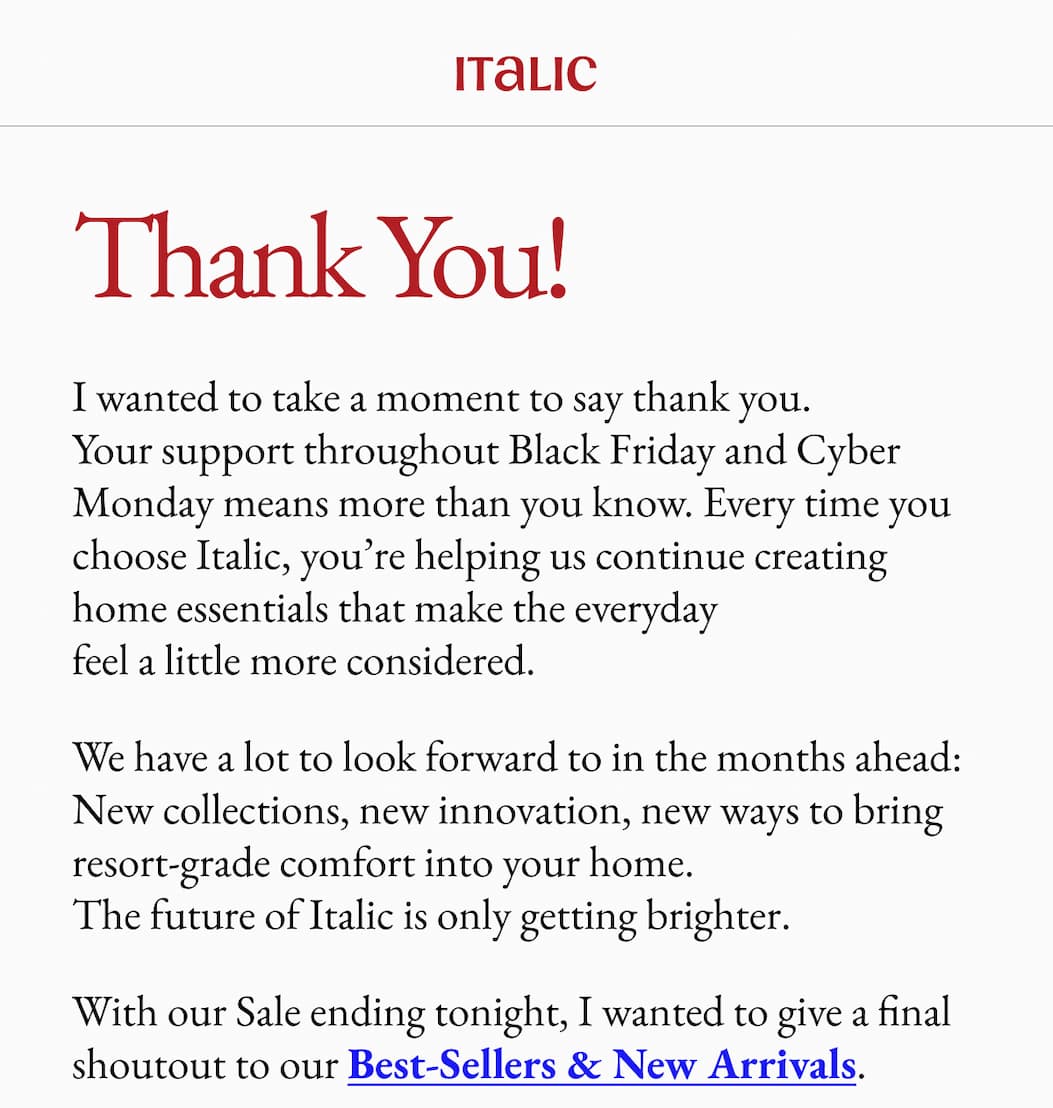 Italic | Life is luxury | Cyber Monday Extension