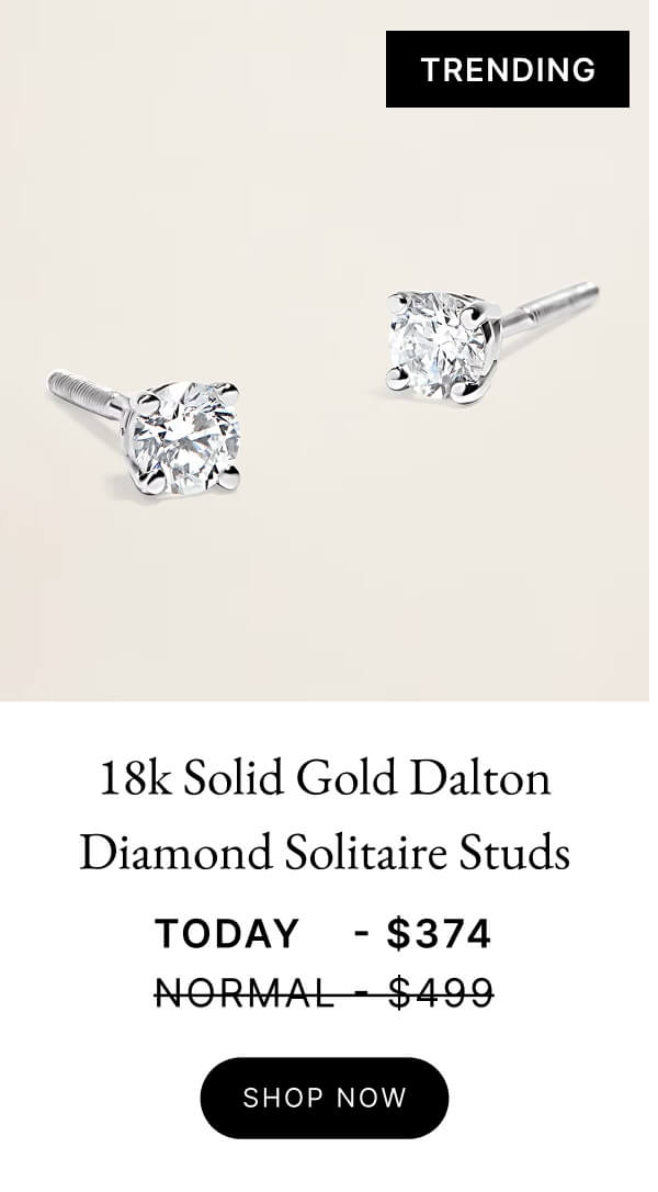 18k Solid Gold Dalton Diamond Solitaire Studs