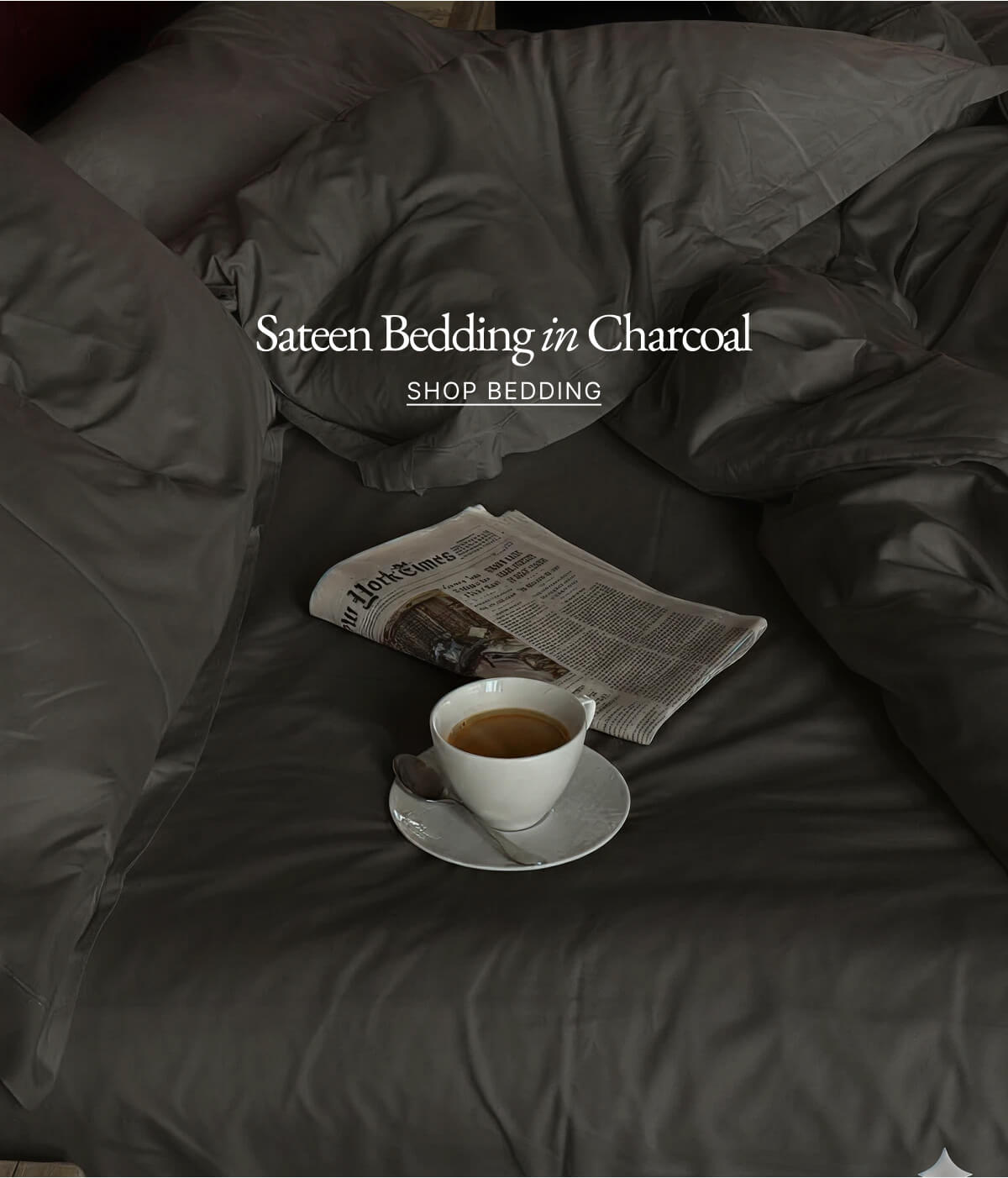Sateen Bedding in Charcoal SHOP BEDDING