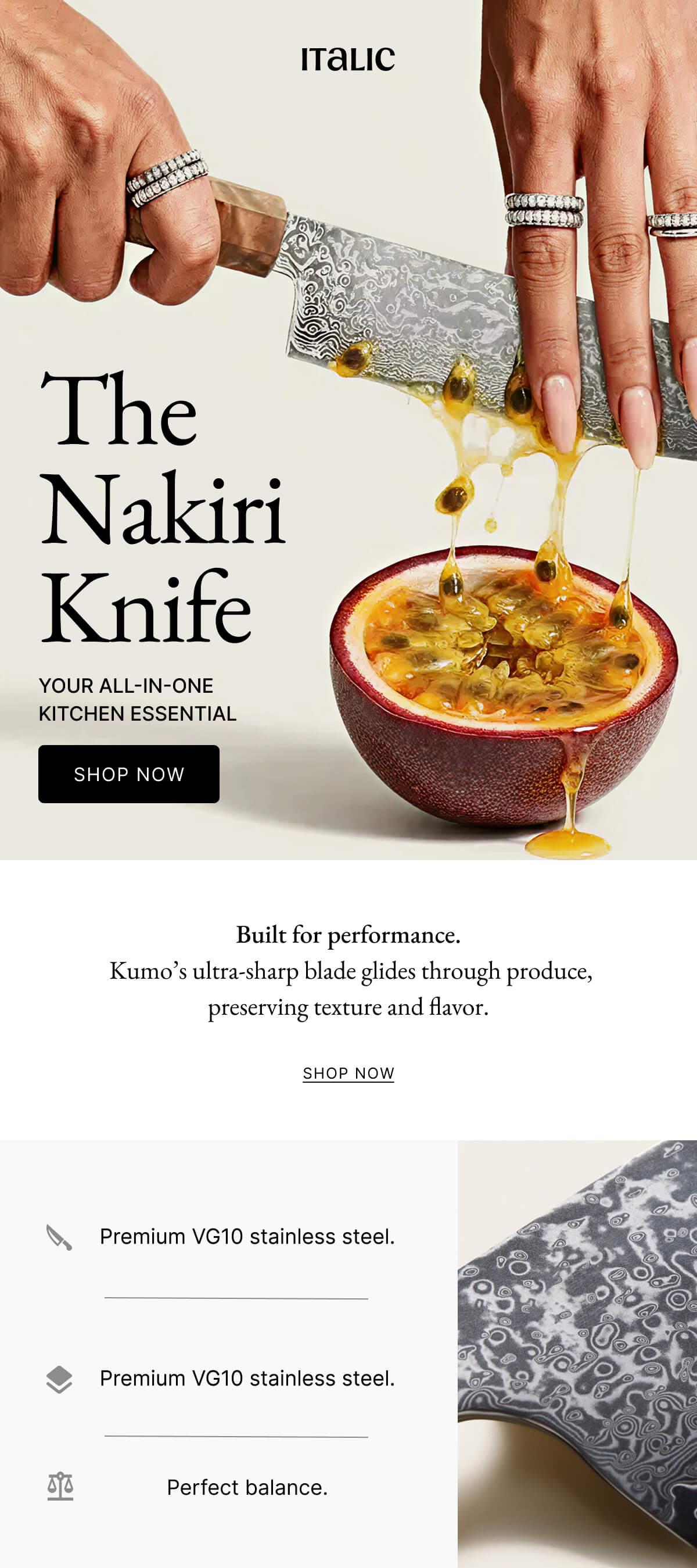 ITALIC | Kumo VG10 Nakiri Knife