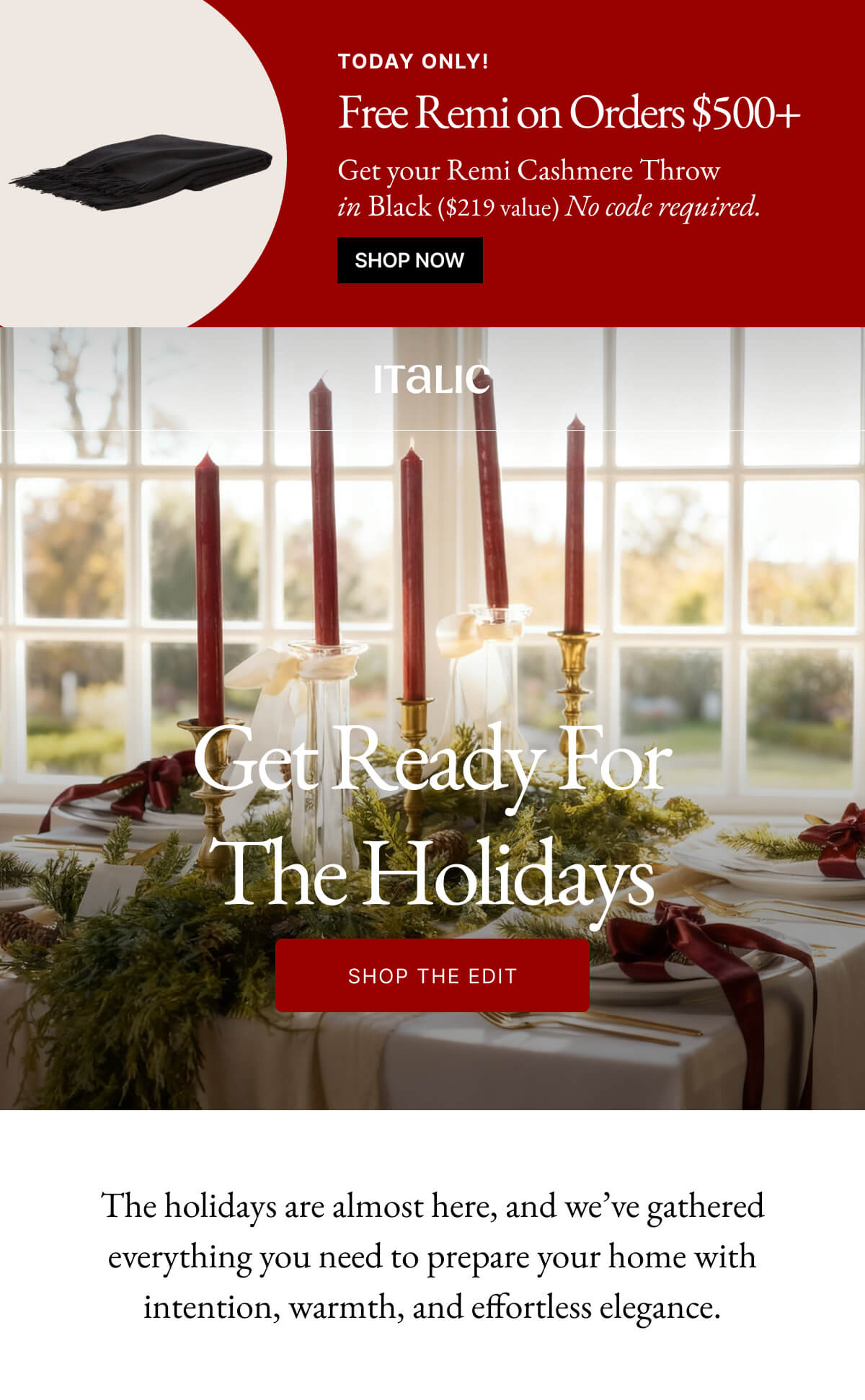 Italic | Life is Luxury | Free Remi on Orderss $500+