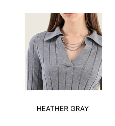 Elise Featherlight Cashmere Polo Heather Gray