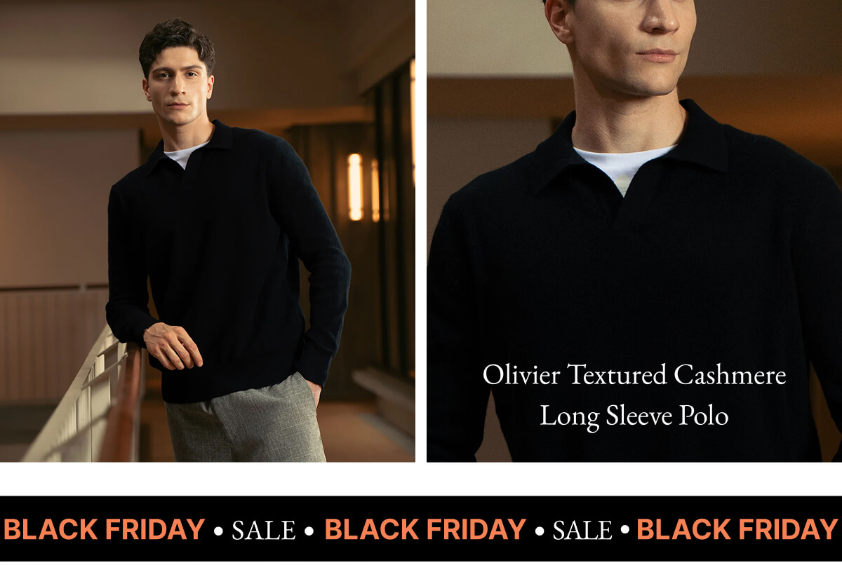 Olivier Textured Cashmere Long Sleeve Polo