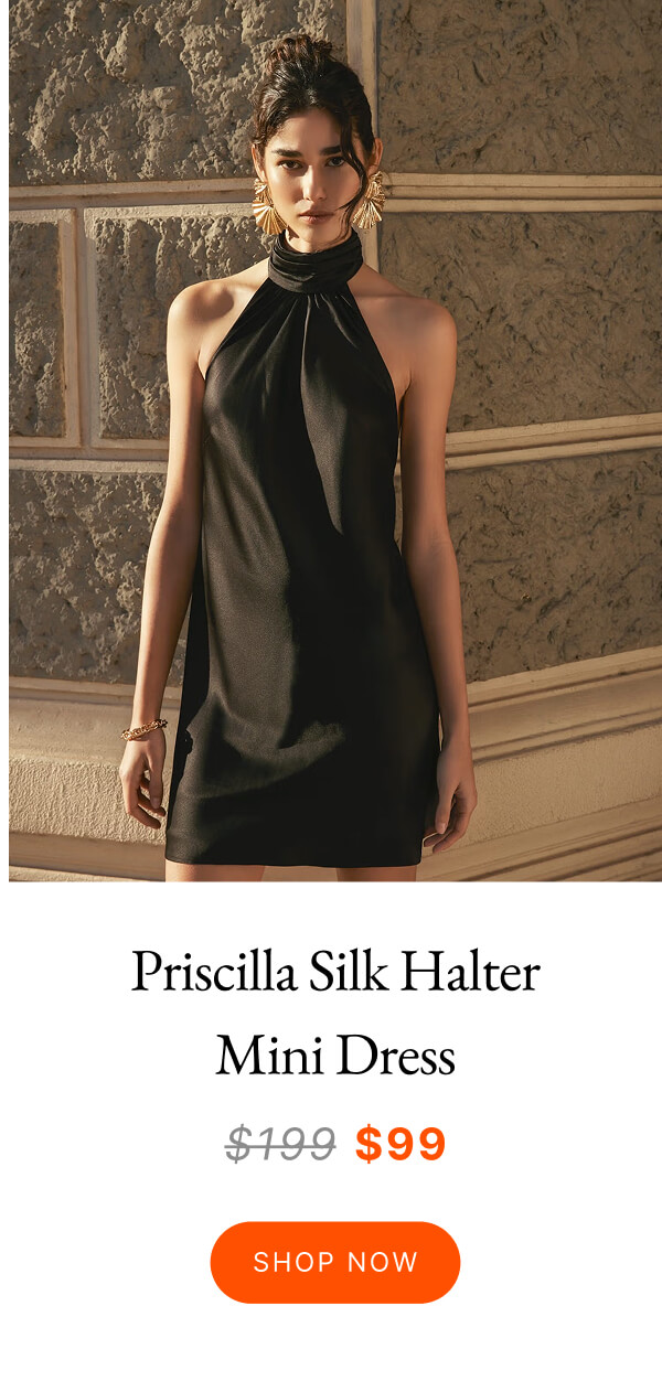 Priscilla Silk Halter Mini Dress