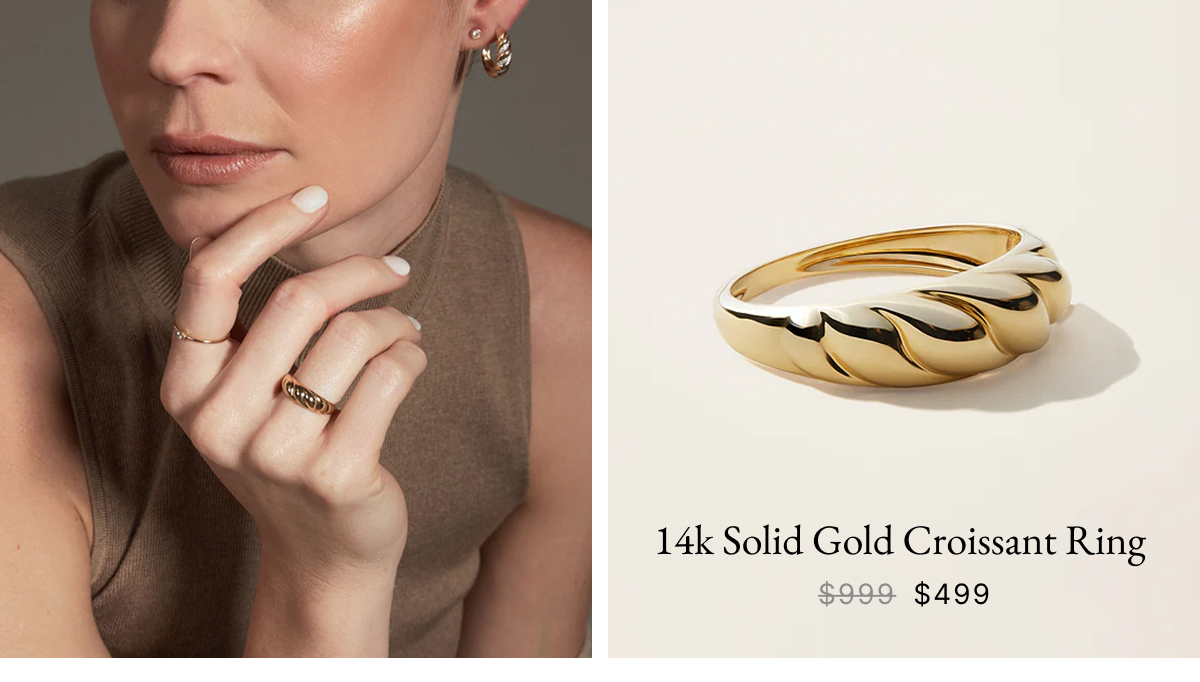 14k Solid gold croissant ring