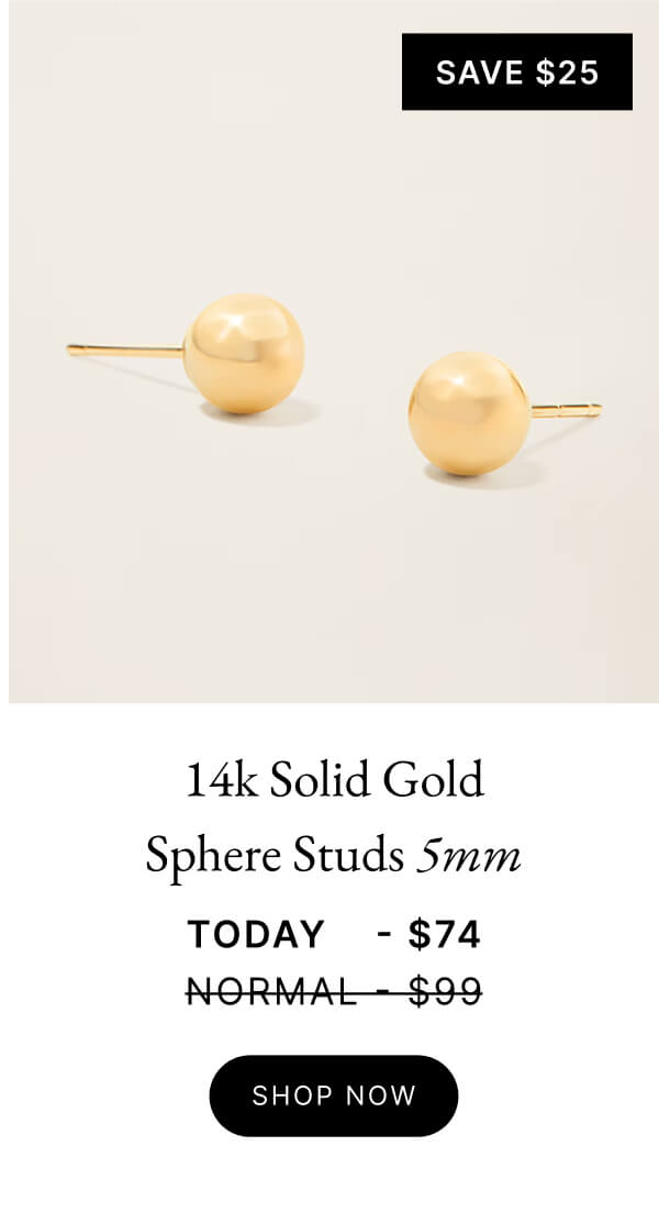 14k Solid Gold Sphere Studs 5mm
