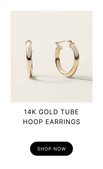 14K GOLD TUBE HOOP EARRINGS