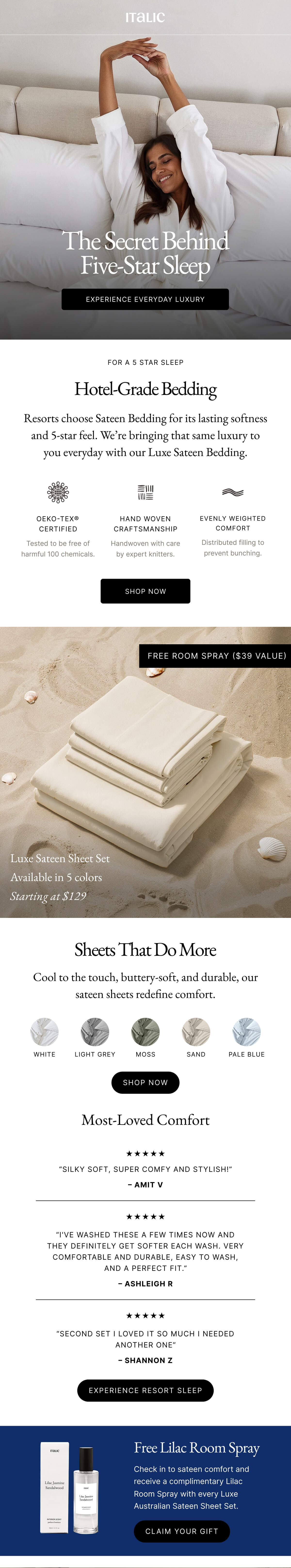 Italic | The Secret Behind Five-Star Sleep EXPERIENCE EVERYDAY LUXURY | https://italic.com/collection/home/home-bedding