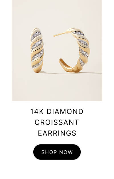 14K DIAMOND CROISSANT EARRINGS