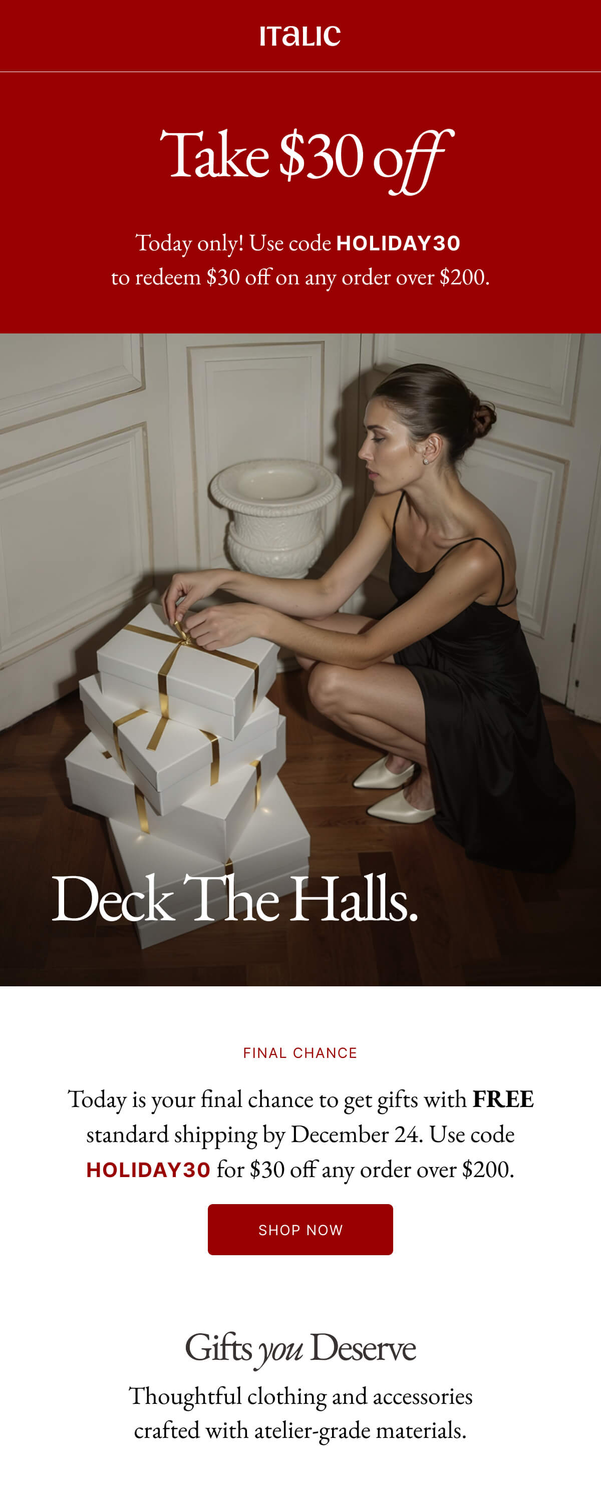 Italic | Life is Luxury | Take $30 OFF