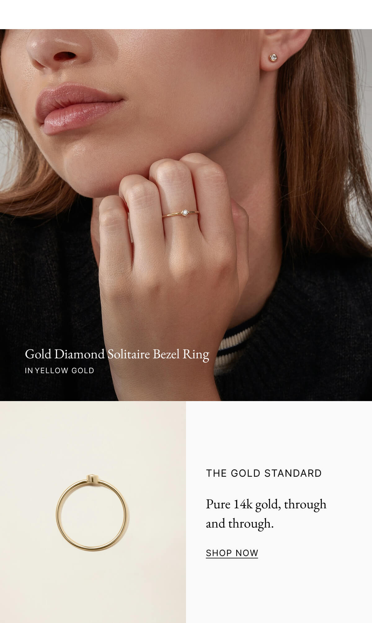 Gold Diamond Solitaire Bezel Ring