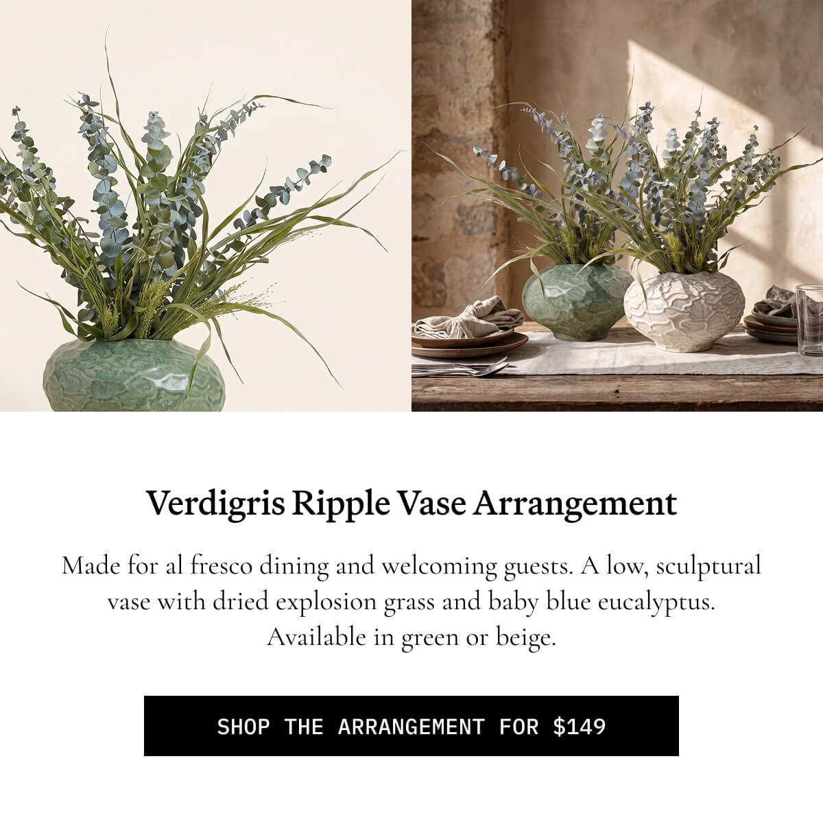 ITALIC | Verdigris Ripple Vase Arrangement by House of Lilac