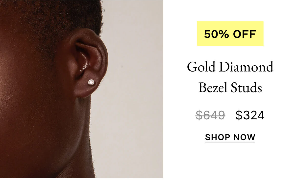 14k Solid Gold Diamond Bezel Studs