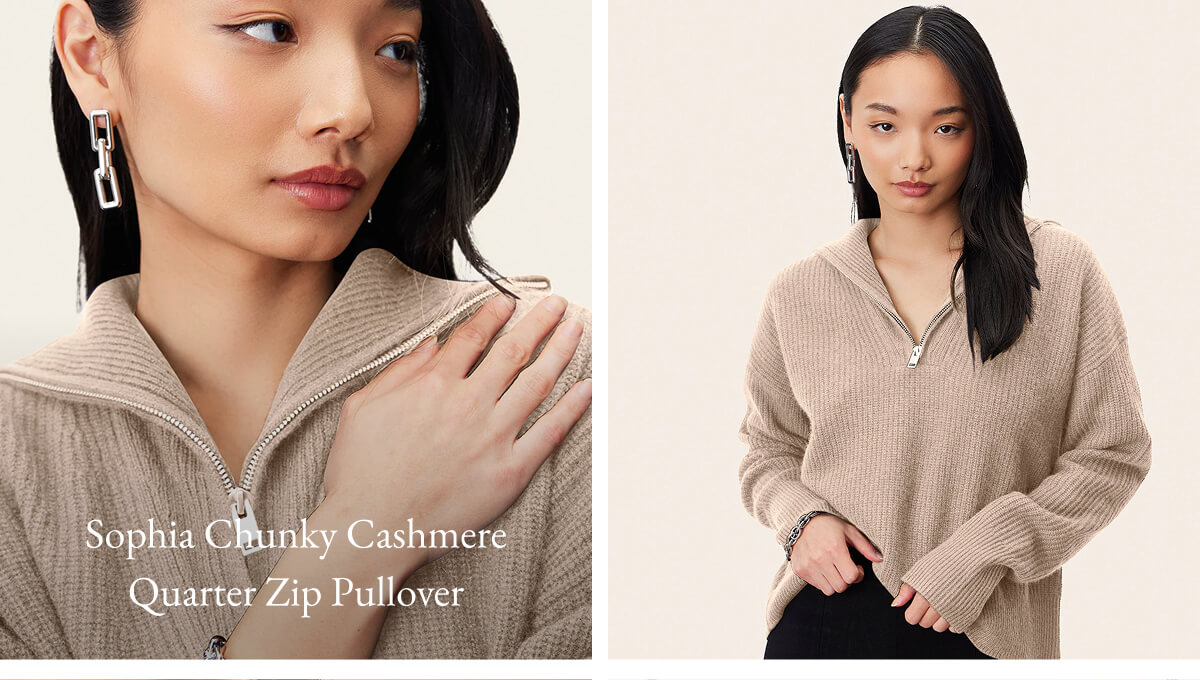 Sophia Chunky Cashmere Quarter Zip Pullover