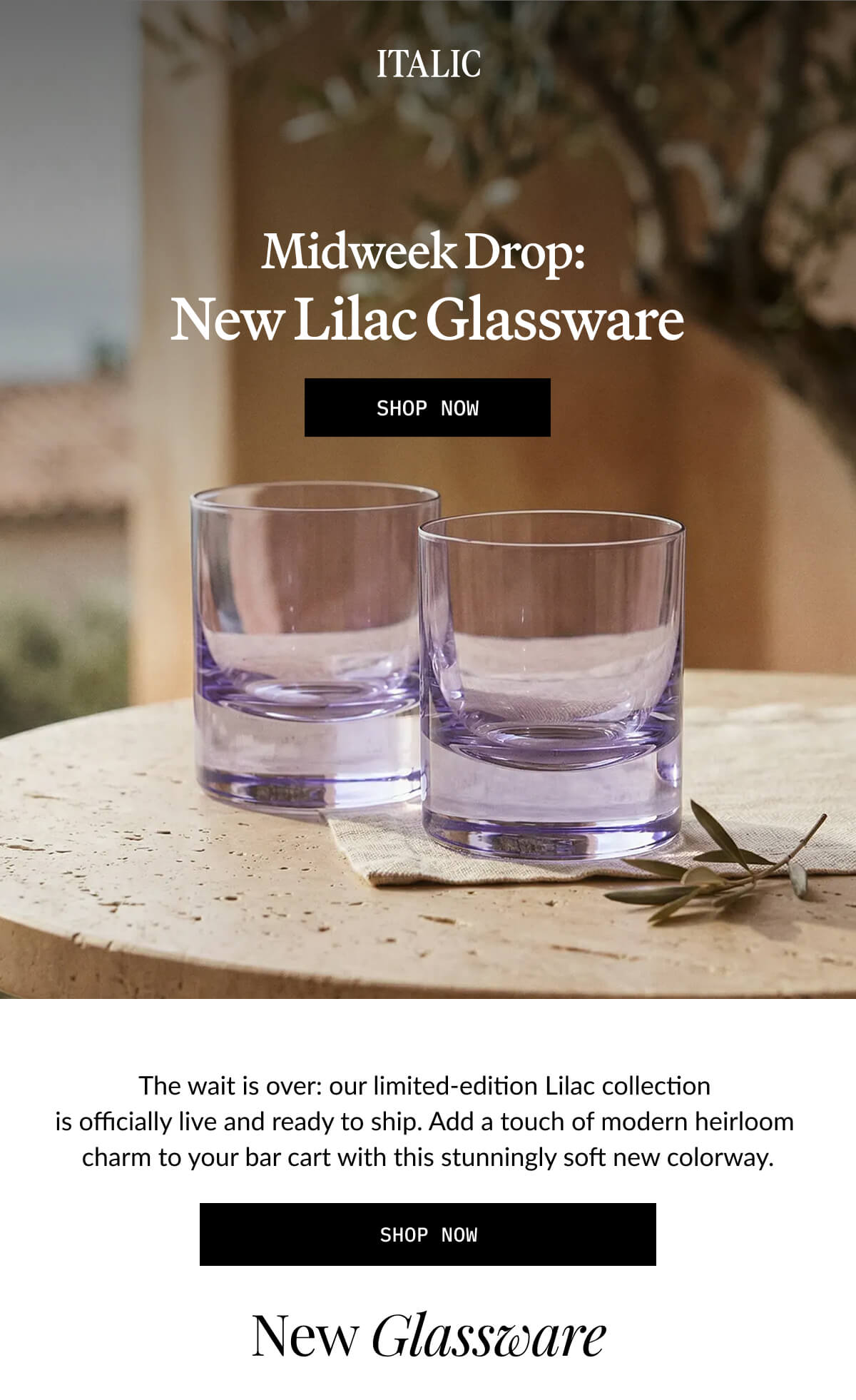MIDWEEK DROP: NEW LILAC GLASSWARE