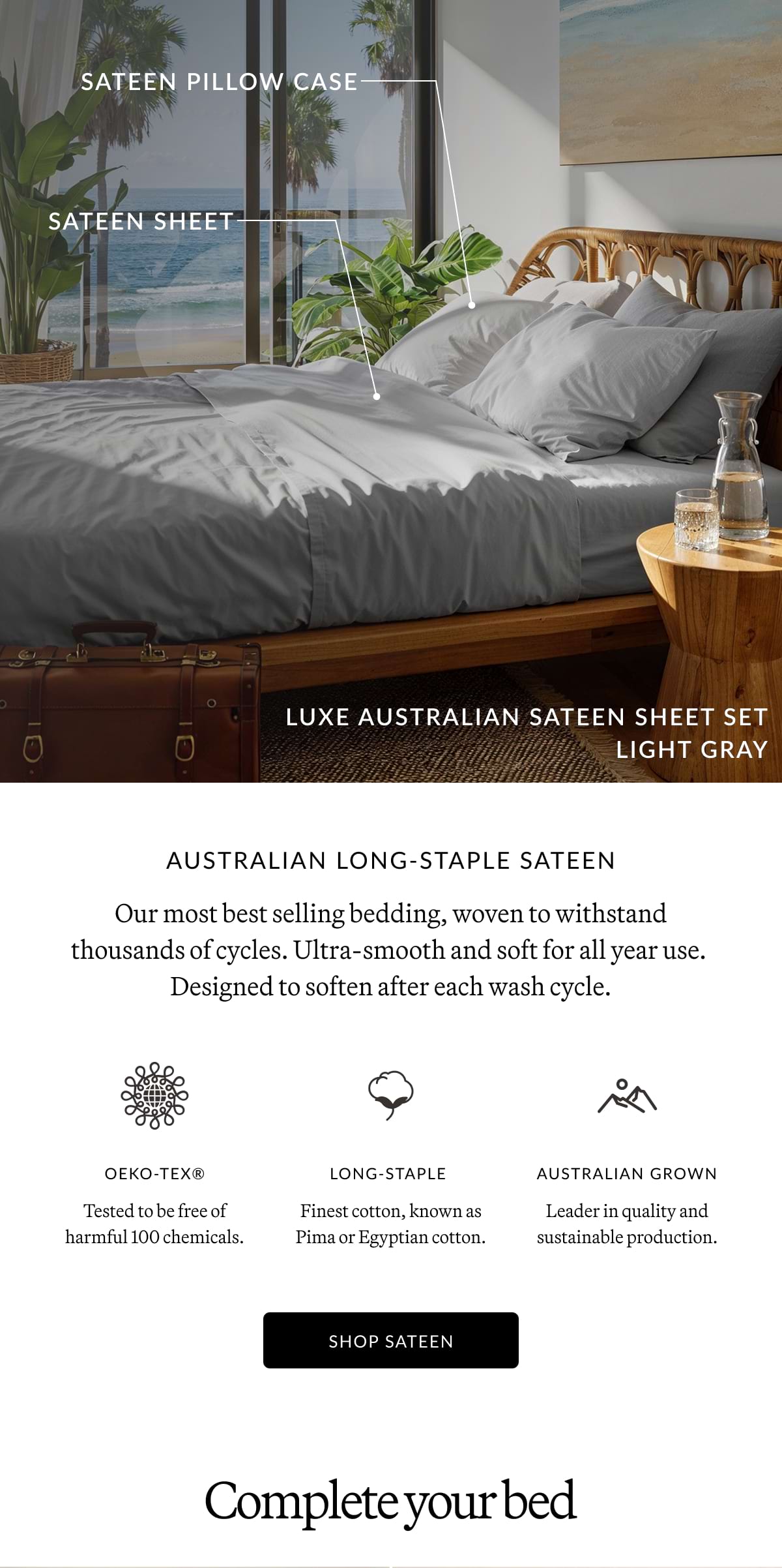 ITALIC | BACK IN STOCK | LUXE SATEEN LIGHT GRAY