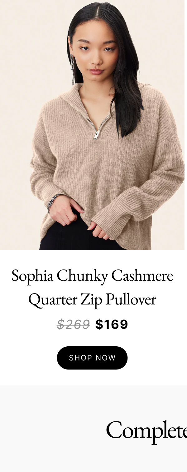 Sophia Chunky Cashmere Quarter Zip Pullover