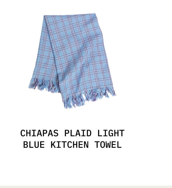 Chiapas Plaid Light Blue Kitchen Towel