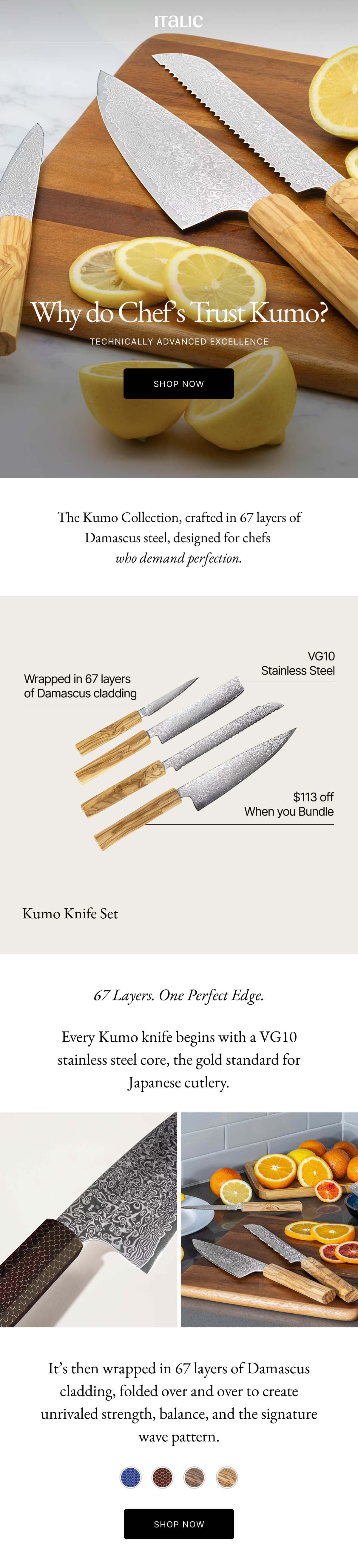 Italic | Life is the Luxury | Why do Chef's Trust Kumo? TECHNICALLY ADVANCED EXCELLENCE SHOP NOW