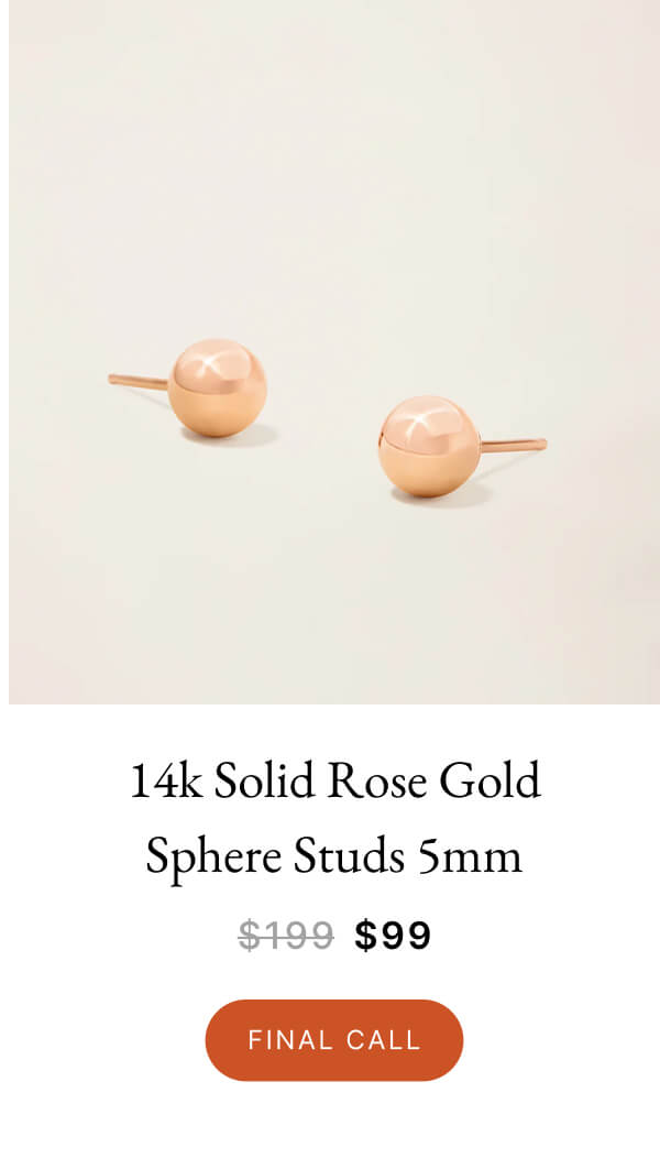 14k Solid Gold Sphere Studs 5mm