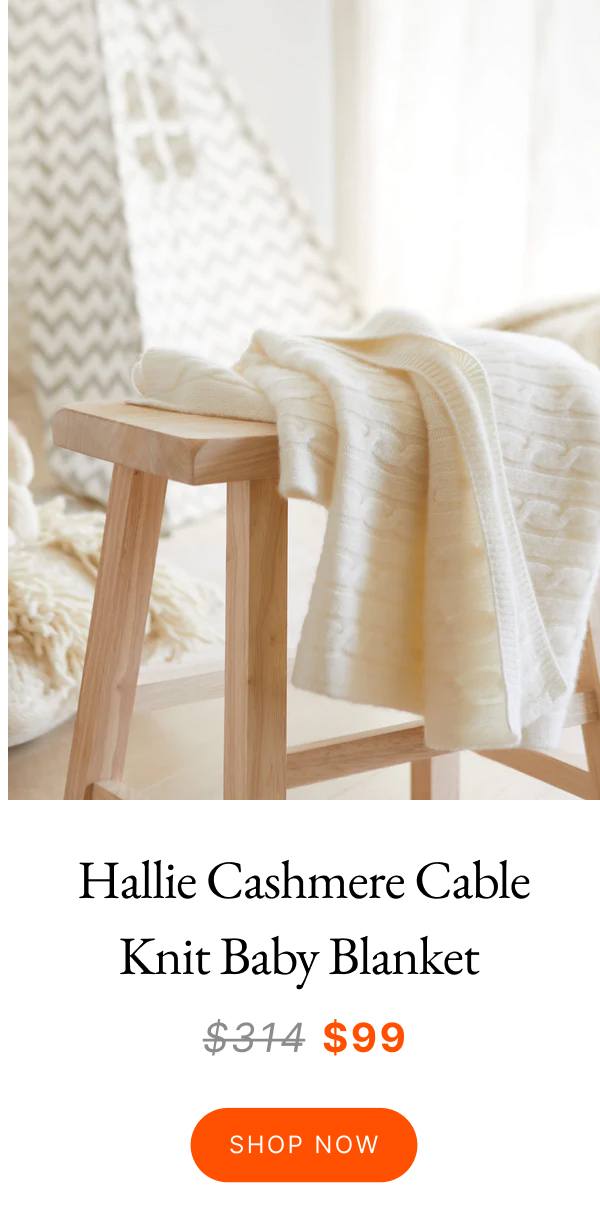 Hallie Cashmere Cable Knit Baby Blanket