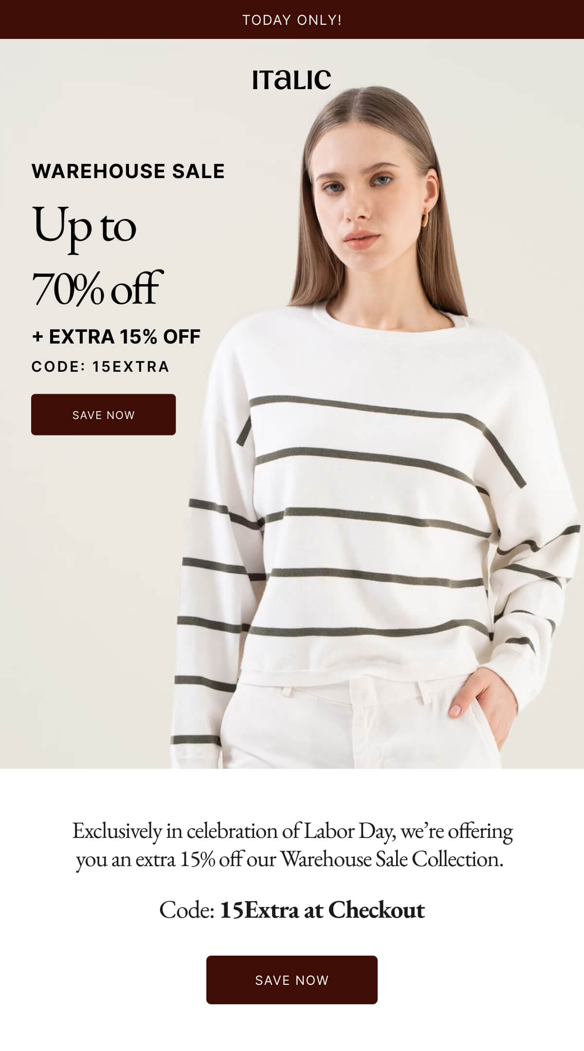 Italic | Life is the luxury | WAREHOUSE SALE Up to 70% off + EXTRA 15% OFF CODE: 15EXTRA SAVE NOW