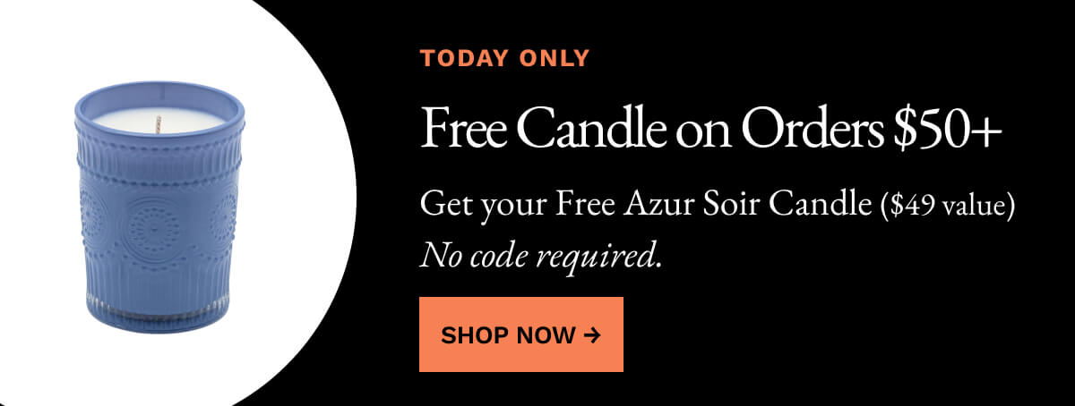 Free candle on orders $50+
