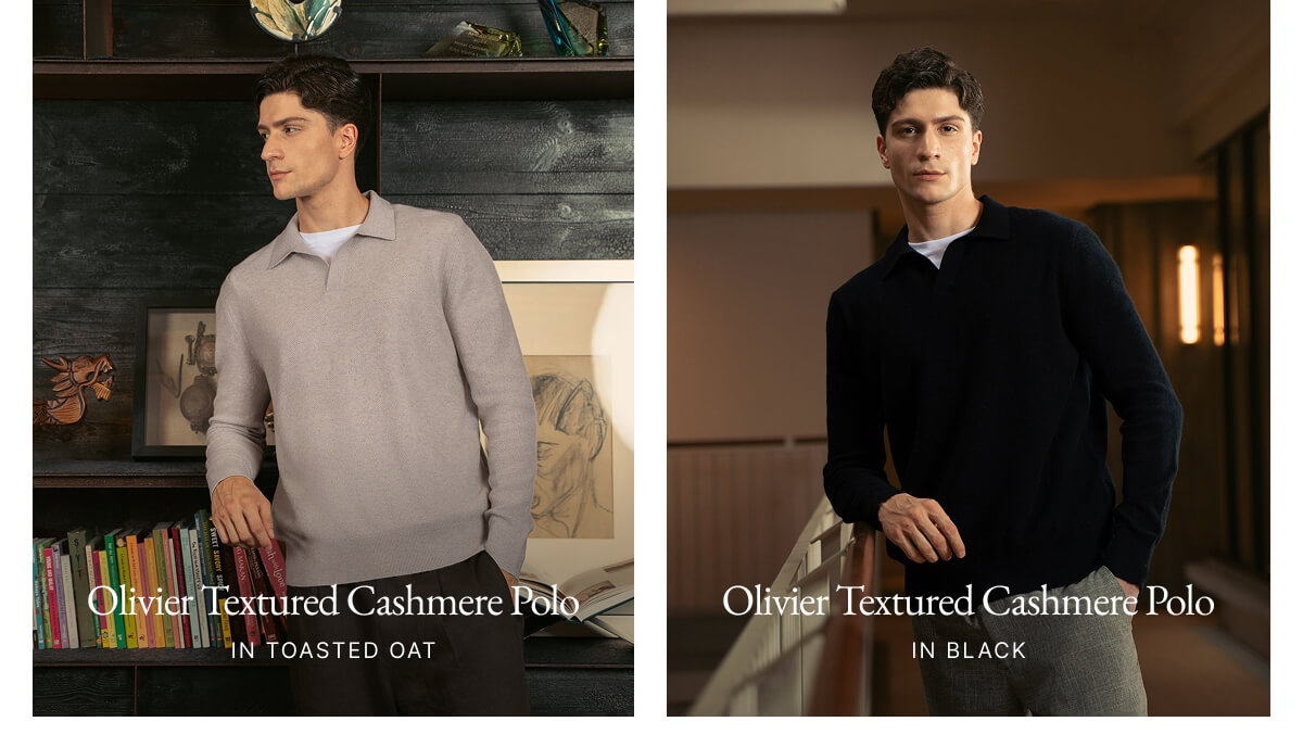 Olivier Olivier Textured Cashmere Polo IN TOASTED OAT