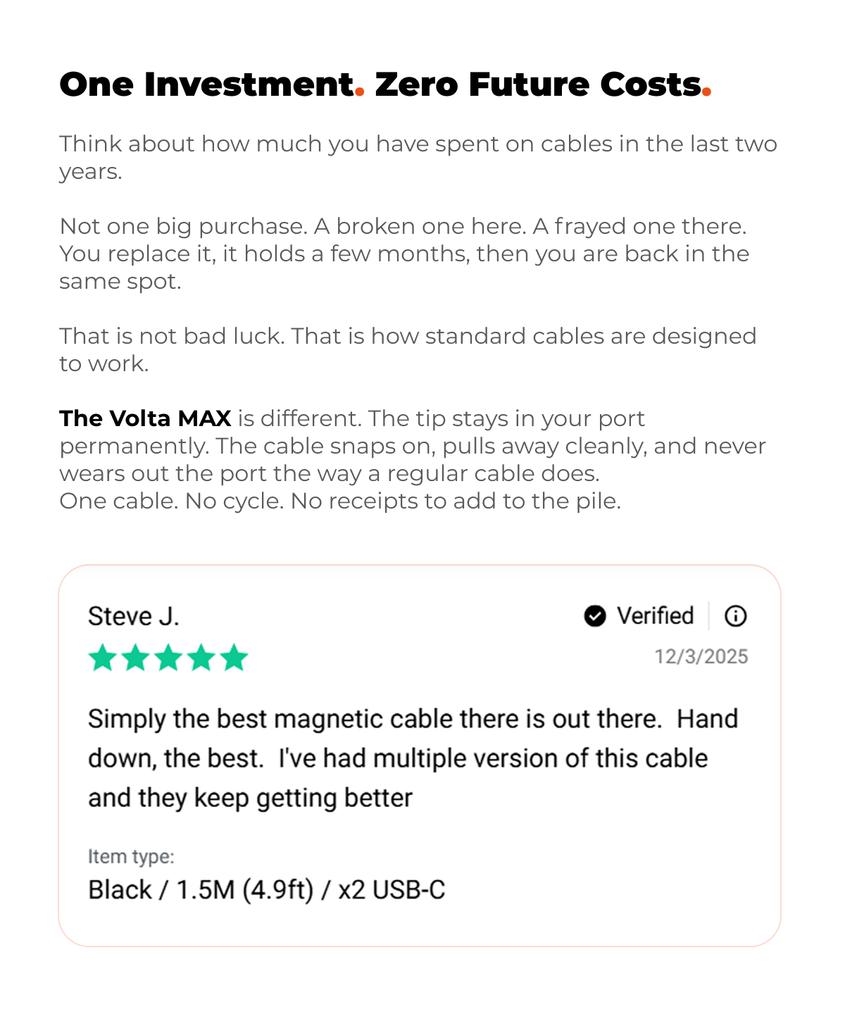 One investment, zero future cost