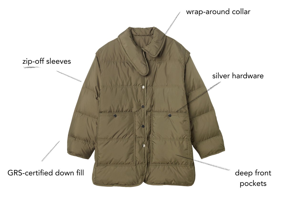 Huxley quilted down coat clearance
