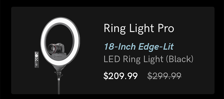 Ring Light Pro (Open Box) is on sale for $209.99.