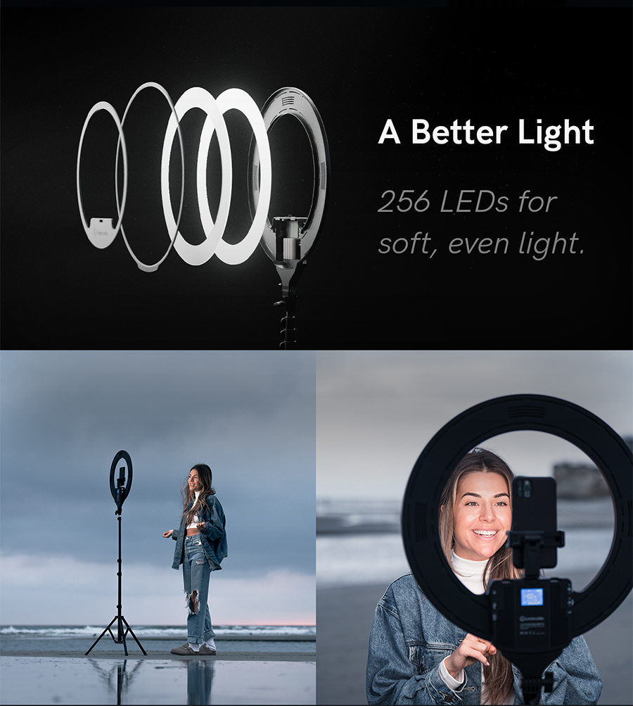 A better light: 256 LEDs for soft, even light.