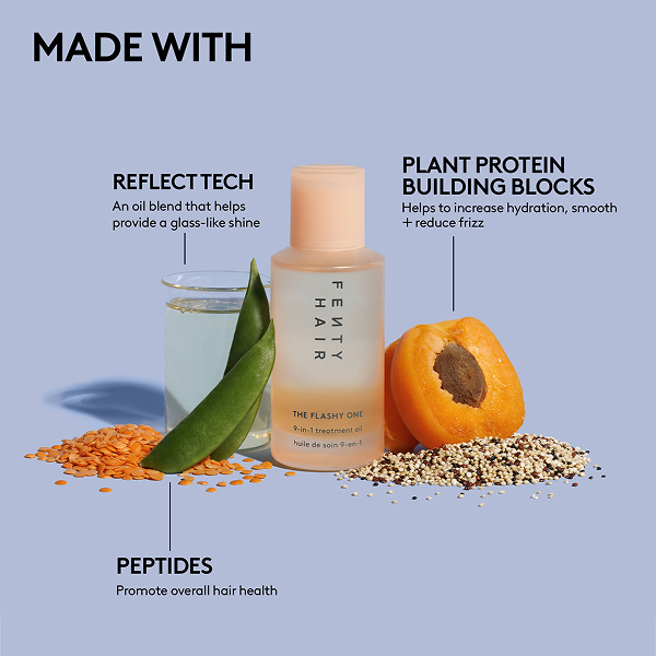 MADE WITH REFLECT TECH An oil blend that helps prevent a glass-like shine PLANT PROTEIN BUILDING BLOCKS Helps to increase hydration, smooth + reduce frizz PEPTIDES Promote overall hair growth