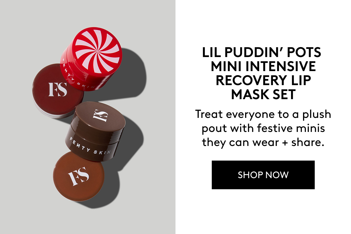 LIL PUDDIN' POTS MINI INTENSIVE RECOVERY LIP MASK SET. Treat everyone to a plush pout with festive minis they can wear + share. SHOP NOW.