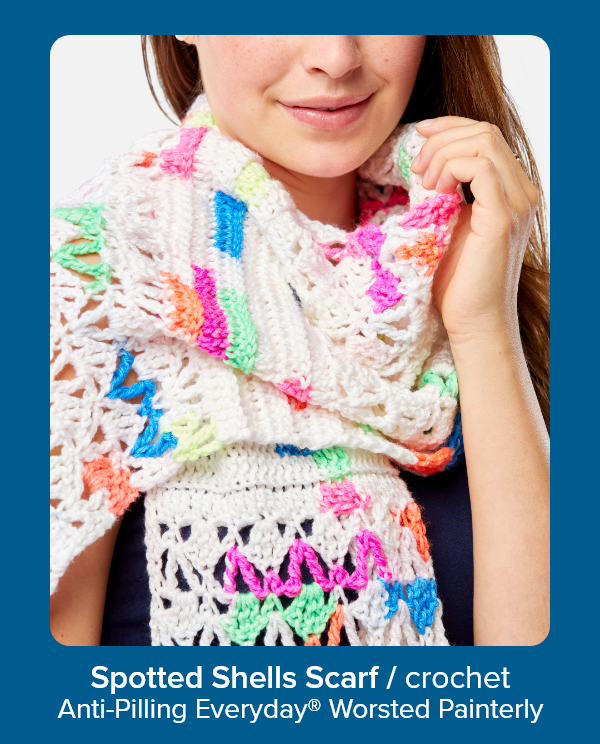Spotted Shells Scarf / crochet Anti-Pilling Everyday® Worsted Painterly