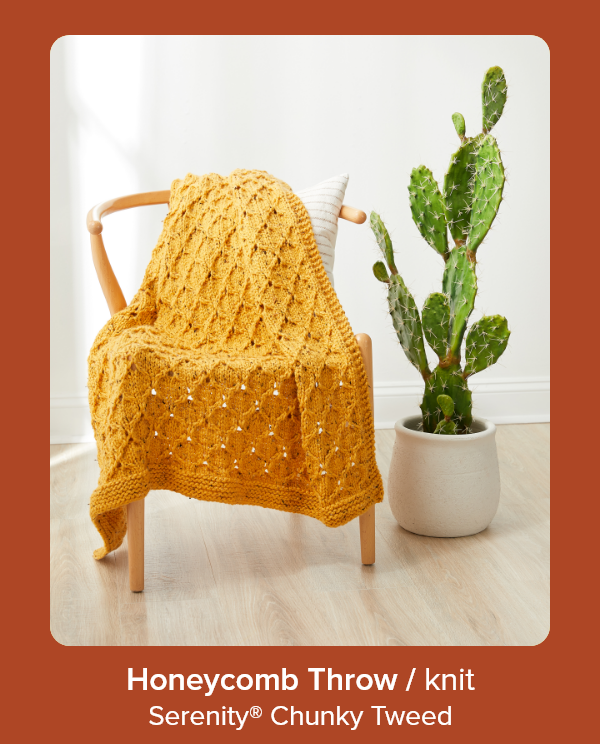 honeycomb throw, knit, serenity chunky tweed