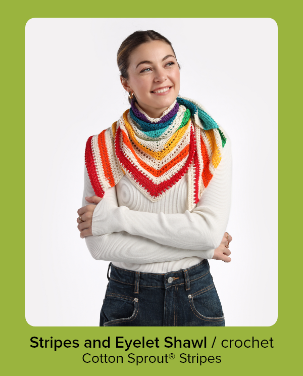 Stripes and Eyelet Shawl / crochet Cotton Sprout® Stripes
