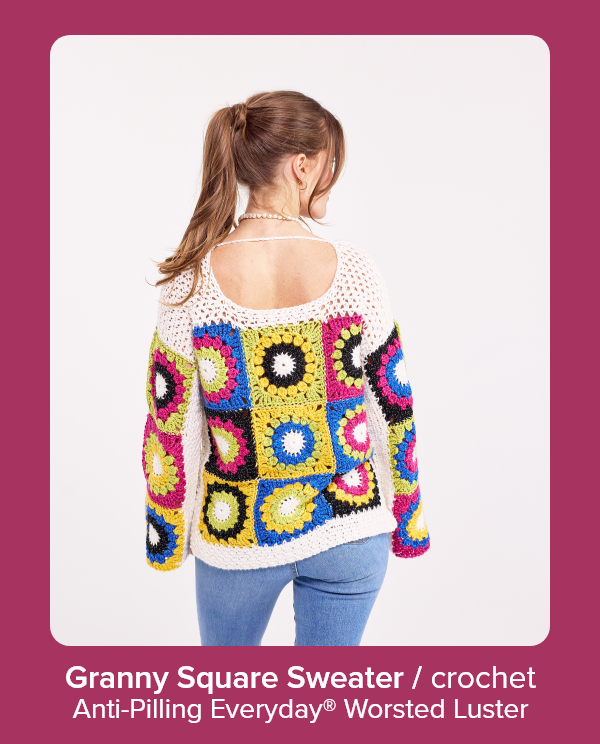 Granny Square Sweater / crochet Anti-Pilling Everyday® Worsted Luster