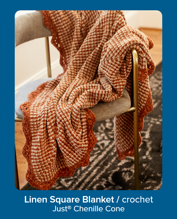Linen Square Blanket / crochet Just® Chenille Cone