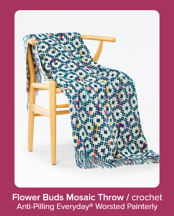 Flower Buds Mosaic Throw / crochet Anti-Pilling Everyday® Worsted Painterly