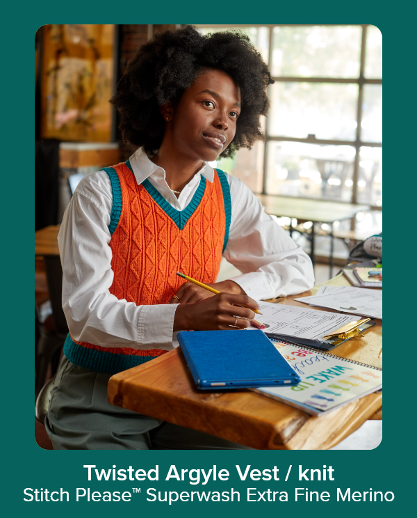 Twisted Argyle Vest / knit Stitch Please™ Superwash Extra Fine Merino