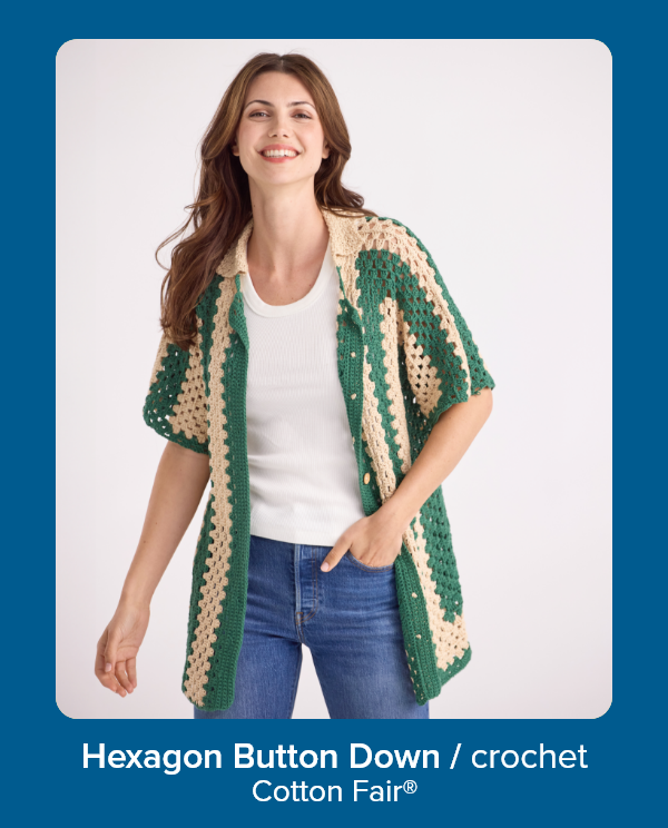 Hexagon Button Down / crochet Cotton Fair®