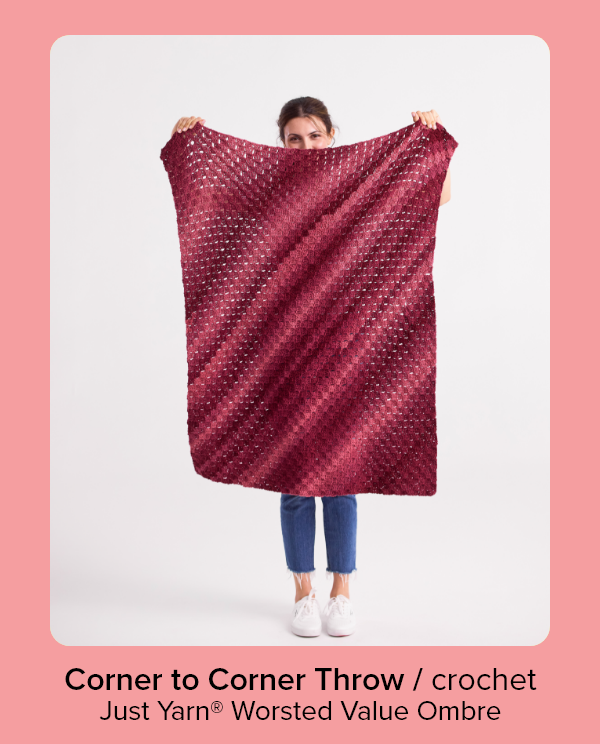 Corner to Corner Throw / crochet Just Yarn® Worsted Value Ombre