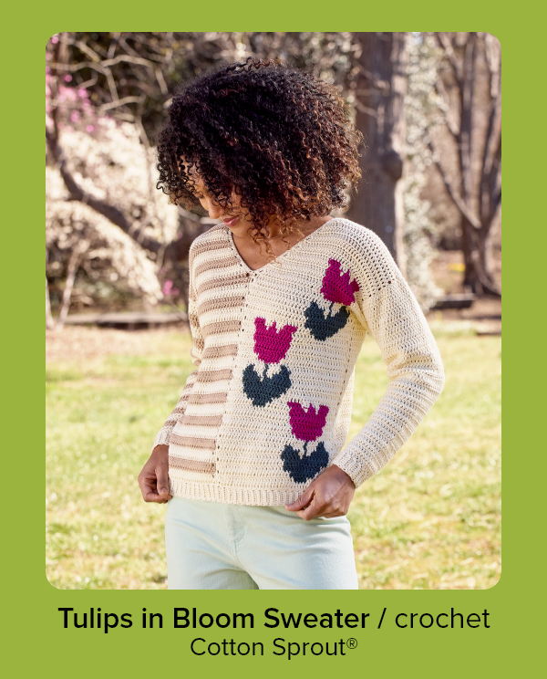tulips in bloom sweater / crochet/ cotton sprout