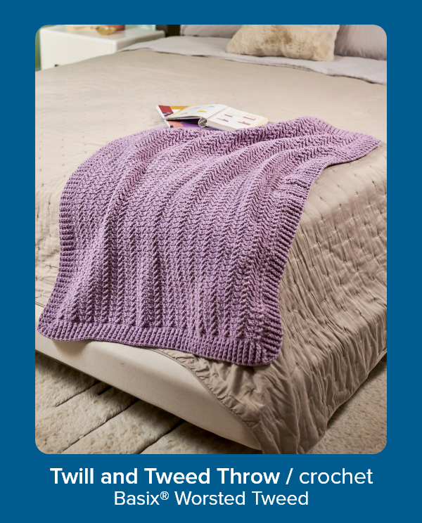 Twill and Tweed Throw / crochet Basix® Worsted Tweed