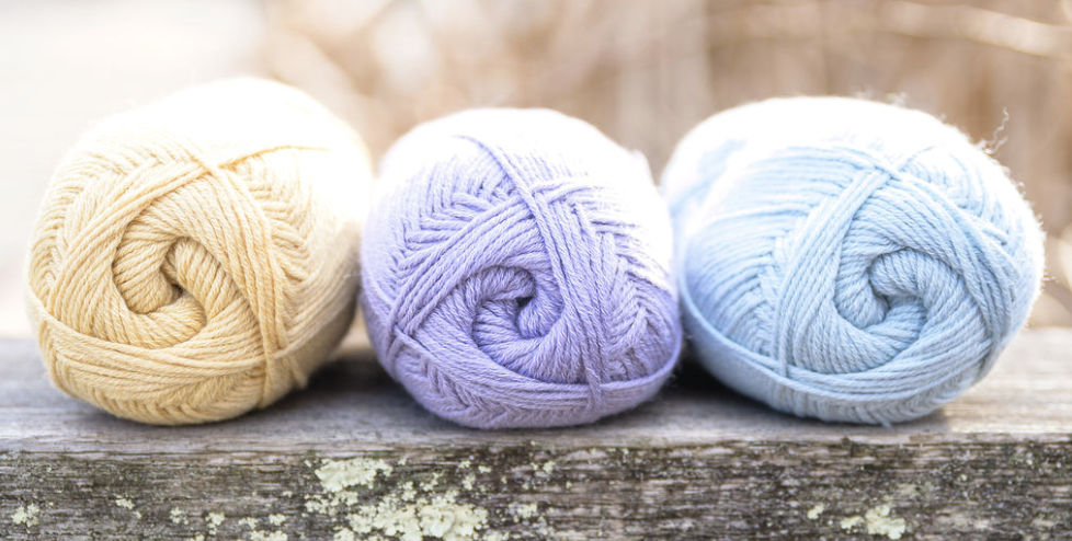 3 colors of Cottino yarn in the sun